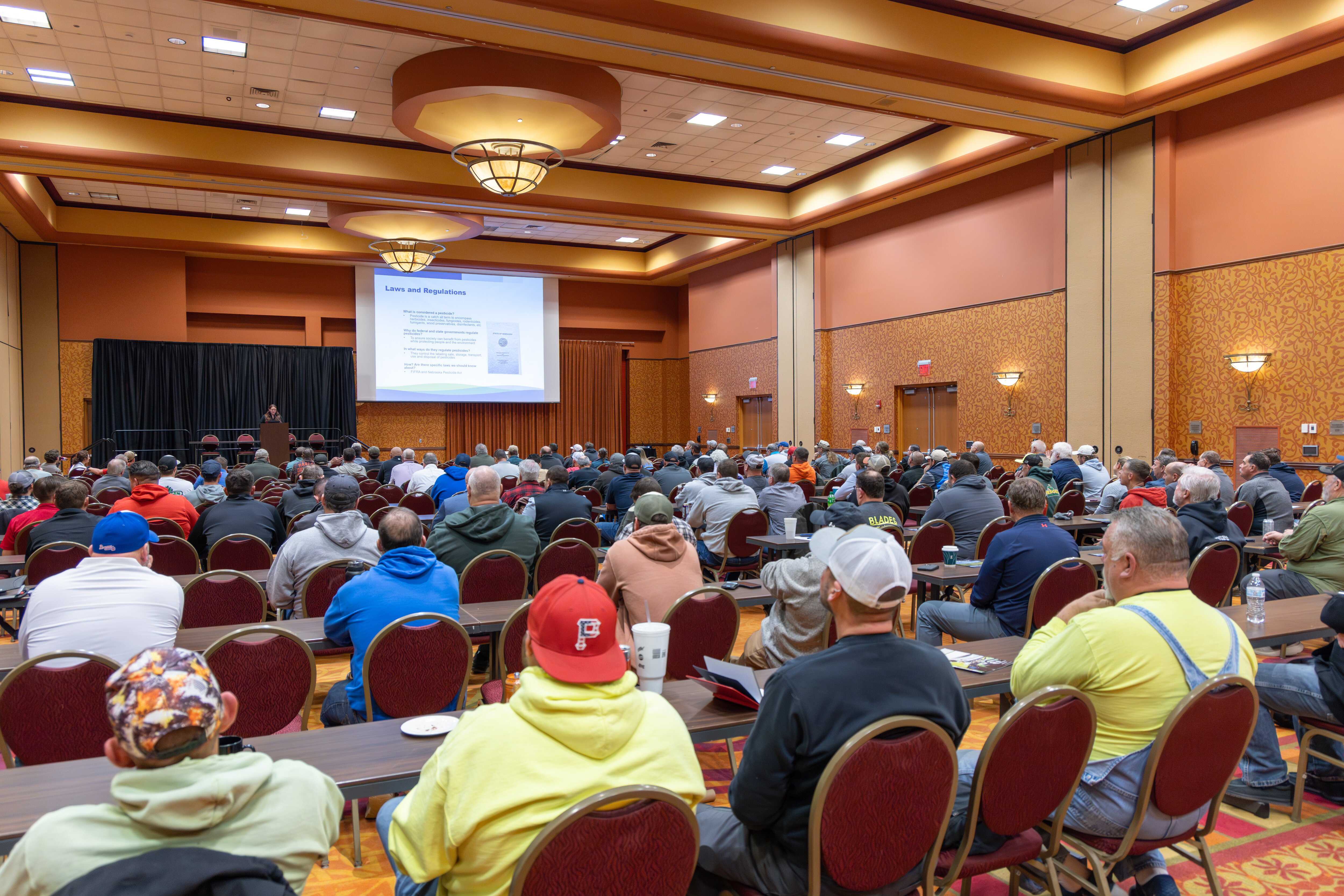 Holly Hillebrand, NDA, speaking to attendees for pesticide recertification during the Nebraska Turfgrass Conference. 