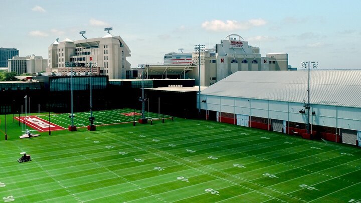 Fields painted at Husker Football Practice Fields. 