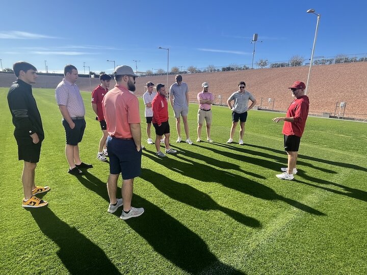 UNL turfgrass science and management students at game field outside State Farm Stadium