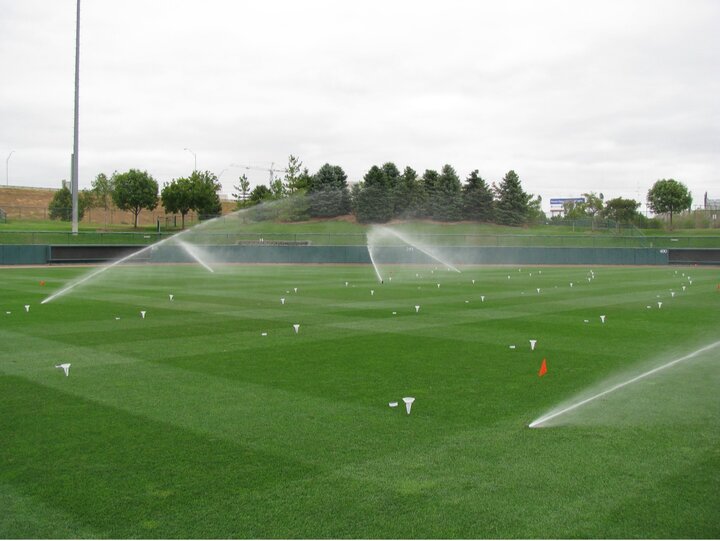 Irrigation audit at athletic field. Photo by John Fech.