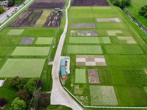 Aerial image of East Campus Turfgrass Research facility